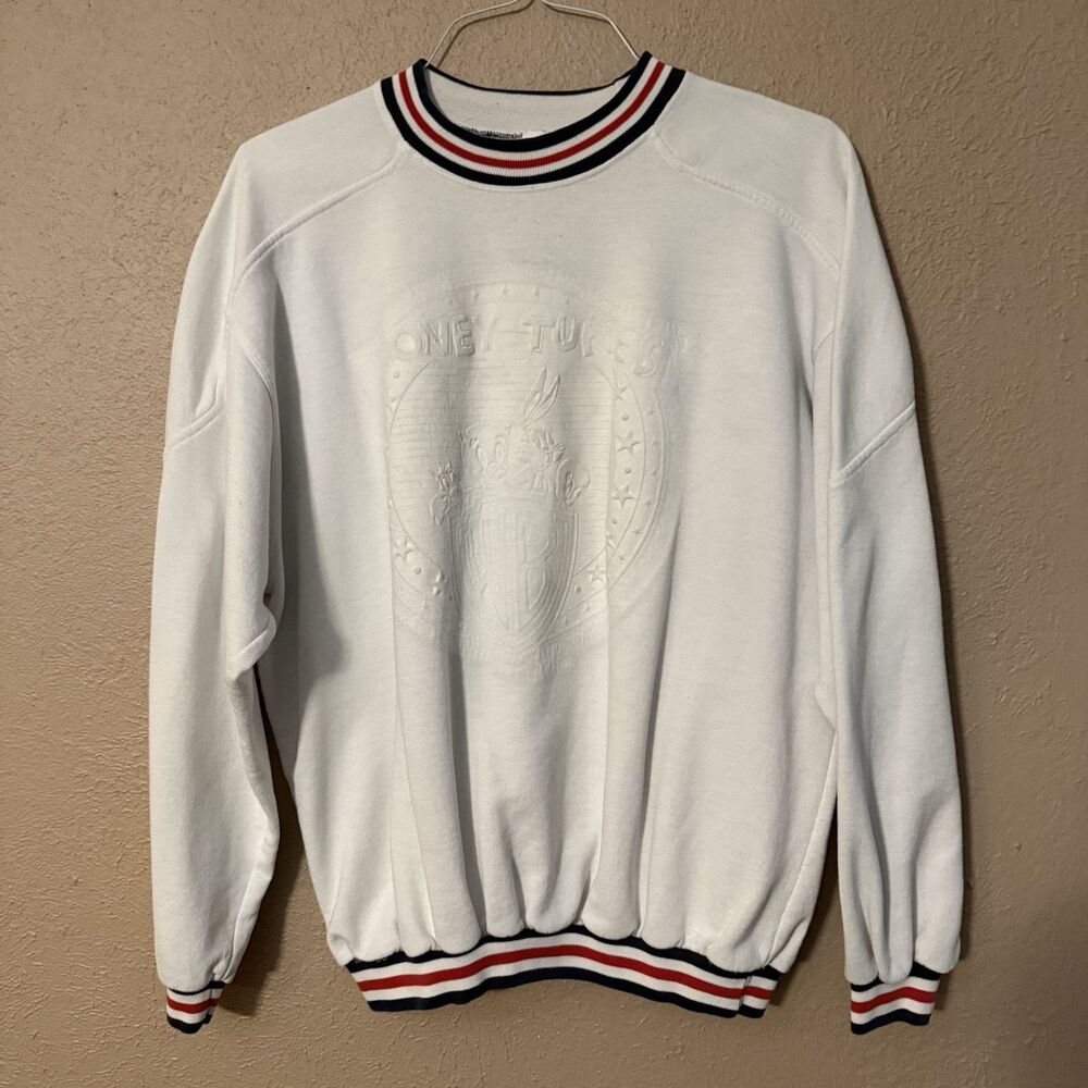 Vintage Acme Clothing Looney Tunes Long Sleeve Pullover Sweatshirt White Size XL